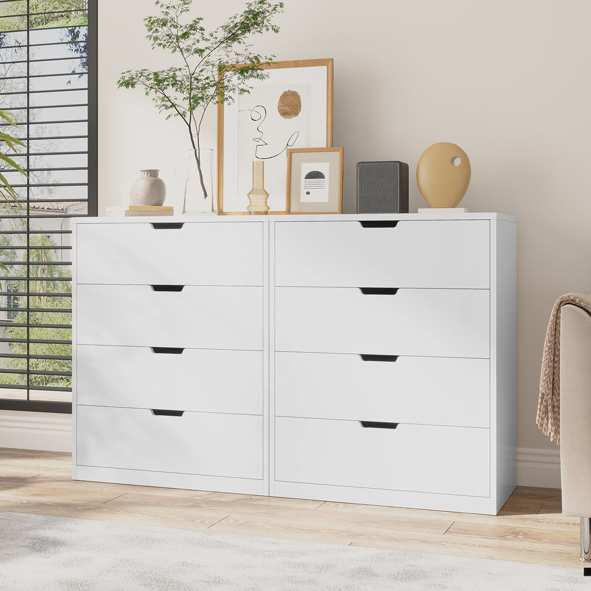 HAUOMS 31.5 Inch Tall Dresser with 4 Drawers Modern Chest for Bedroom Living Room Entryway Hallway