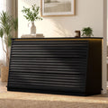 HAUOMS 47.3 Inch Wide Dresser with 6 Drawers and RGB LED Lights Modern Layered Panel Storage Chest for Bedroom Hallway