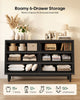 HAUOMS 47.2 inch Wide Dresser With 6 Drawers Modern Storage Chest for Bedroom Living Room and Hallway