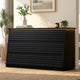 HAUOMS 47.3 Inch Wide Dresser with 6 Drawers and RGB LED Lights Modern Layered Panel Storage Chest for Bedroom Hallway