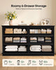 HAUOMS 47.3 Inch Wide Dresser with 6 Drawers and RGB LED Lights Modern Layered Panel Storage Chest for Bedroom Hallway
