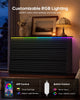 HAUOMS 47.3 Inch Wide Dresser with 6 Drawers and RGB LED Lights Modern Layered Panel Storage Chest for Bedroom Hallway