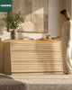 HAUOMS 47.3 Inch Wide Dresser with 6 Drawers and RGB LED Lights Modern Layered Panel Storage Chest for Bedroom Hallway
