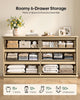 HAUOMS 47.3 Inch Wide Dresser with 6 Drawers and RGB LED Lights Modern Layered Panel Storage Chest for Bedroom Hallway