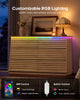 HAUOMS 47.3 Inch Wide Dresser with 6 Drawers and RGB LED Lights Modern Layered Panel Storage Chest for Bedroom Hallway