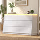 HAUOMS 47.3 Inch Wide Dresser with 6 Drawers and RGB LED Lights Modern Layered Panel Storage Chest for Bedroom Hallway