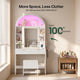 HAUOMS 31.5 inch Vanity with LED Mirror and 2 Drawers Arched Fluted Vanity Desk with Storage Stool and Arch Display Shelf and 6 Open Shelves