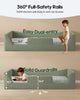 HAUOMS Twin Floor Bed with Slats and High Rails Upholstered  2-in-1 Beds with Teddy Boucle Curve Round Frame for Girls and Boys