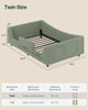 HAUOMS Twin Floor Bed with Slats and High Rails Upholstered  2-in-1 Beds with Teddy Boucle Curve Round Frame for Girls and Boys