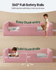 HAUOMS Twin Floor Bed with Slats and High Rails Upholstered  2-in-1 Beds with Teddy Boucle Curve Round Frame for Girls and Boys