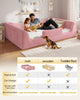 HAUOMS Twin Floor Bed with Slats and High Rails Upholstered  2-in-1 Beds with Teddy Boucle Curve Round Frame for Girls and Boys