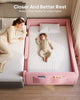 HAUOMS Twin Floor Bed with Slats and High Rails Upholstered  2-in-1 Beds with Teddy Boucle Curve Round Frame for Girls and Boys