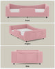 HAUOMS Twin Floor Bed with Slats and High Rails Upholstered  2-in-1 Beds with Teddy Boucle Curve Round Frame for Girls and Boys