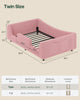 HAUOMS Twin Floor Bed with Slats and High Rails Upholstered  2-in-1 Beds with Teddy Boucle Curve Round Frame for Girls and Boys