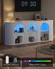 HAUOMS 63 inch Console Table with Outlets and RGB Lights Rounded Edge Fluted Entryway Table with Storage Modern Arched console tables for entryway Hallway Foyer Living Room Behind couch