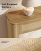 HAUOMS 63 inch Console Table with RGB Lights and Charging Station Rattan Boho Table with Rounded Corners and 2-Tier Storage for Entryway Hallway Foyer Living Room