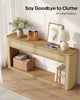 HAUOMS 63 inch Console Table with RGB Lights and Charging Station Rattan Boho Table with Rounded Corners and 2-Tier Storage for Entryway Hallway Foyer Living Room