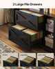 HAUOMS 73 inch Tall Bookshelf with LED Light and Power Outlet Farmhouse Bookcase with Filing Drawers and Open Storage Shelf Display Cabinet for Home Office Living Room