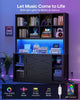 HAUOMS 73 inch Tall Bookshelf with LED Light and Power Outlet Farmhouse Bookcase with Filing Drawers and Open Storage Shelf Display Cabinet for Home Office Living Room