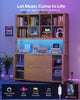 HAUOMS 73 inch Tall Bookshelf with LED Light and Power Outlet Mid-Century Bookcase with Filing Drawers and Open Storage Shelf Display Cabinet for Home Office Living Room