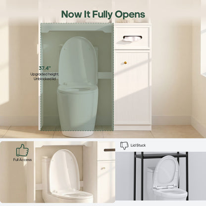 HAUOMS Over Toilet Storage Cabinet with Doors 2-in-1 Separatable Tall Narrow Cabinet 7-Tier Bathroom Storage Cabinet with Adjustable Shelf