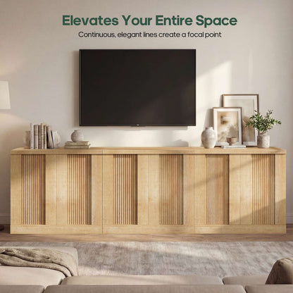 HAUOMS Fluted Storage Cabinet Mid Century Modern Sideboard with Adjustable Shelf