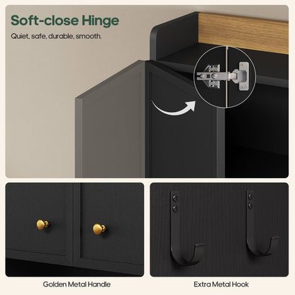 HAUOMS Over Toilet Storage Cabinet with Doors 2-in-1 Separatable Tall Narrow Cabinet 7-Tier Bathroom Storage Cabinet with Adjustable Shelf