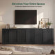 HAUOMS Fluted Storage Cabinet Mid Century Modern Sideboard with Adjustable Shelf