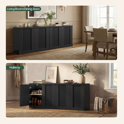HAUOMS Fluted Storage Cabinet Mid Century Modern Sideboard with Adjustable Shelf