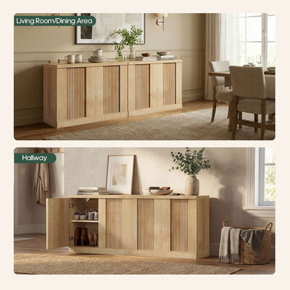 HAUOMS Fluted Storage Cabinet Mid Century Modern Sideboard with Adjustable Shelf