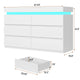 HAUOMS 47.2 Inch Wide Dresser with 6 Drawer and LED Light Modern Chest Dressers of Drawers for Bedroom Living Room