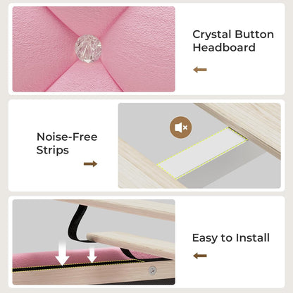 HAUOMS Bed Frame Bed Frame with LED Light Pink