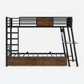 HAUOMS Bed Frame Brown LED Bunk Bed with Desk Rustic Brown