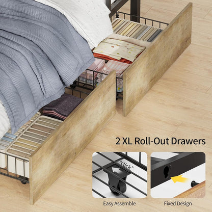 HAUOMS Bed Frame Greige Bunk Bed with Desk Greige