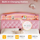 HAUOMS Bed Frame HAUOMS Full Size Bed Frame with LED Lights Princess Velvet Upholstered Platform Bedframe with Charging Station and Guardrail