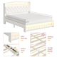 HAUOMS Bed Frame HAUOMS Full Size Bed Frame with LED Lights Princess Velvet Upholstered Platform Bedframe with Charging Station and Guardrail