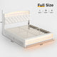HAUOMS Bed Frame HAUOMS Full Size Bed Frame with LED Lights Princess Velvet Upholstered Platform Bedframe with Charging Station and Guardrail