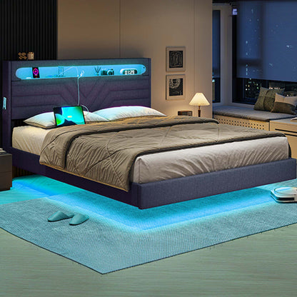 Hauoms Bed Frame LED Bed Frame Black