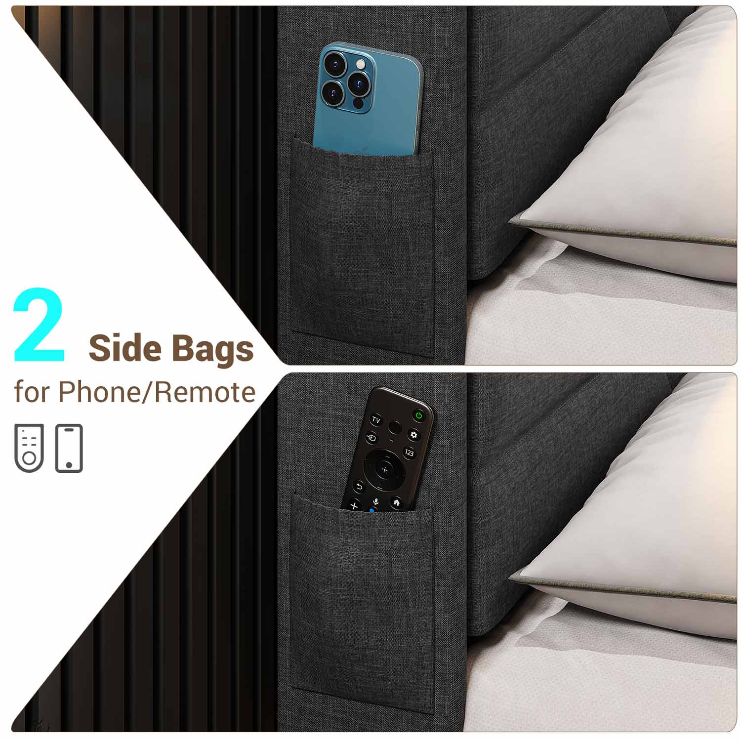 Hauoms Bed Frame LED Bed Frame Black