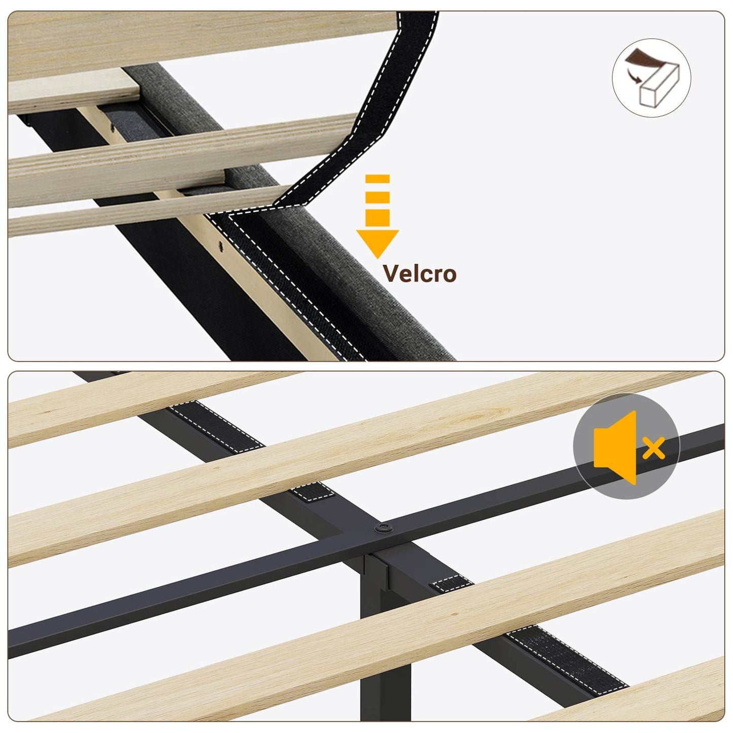 Hauoms Bed Frame LED Bed Frame Black