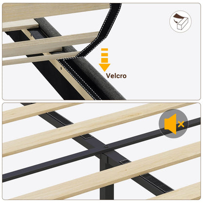 Hauoms Bed Frame LED Bed Frame Black
