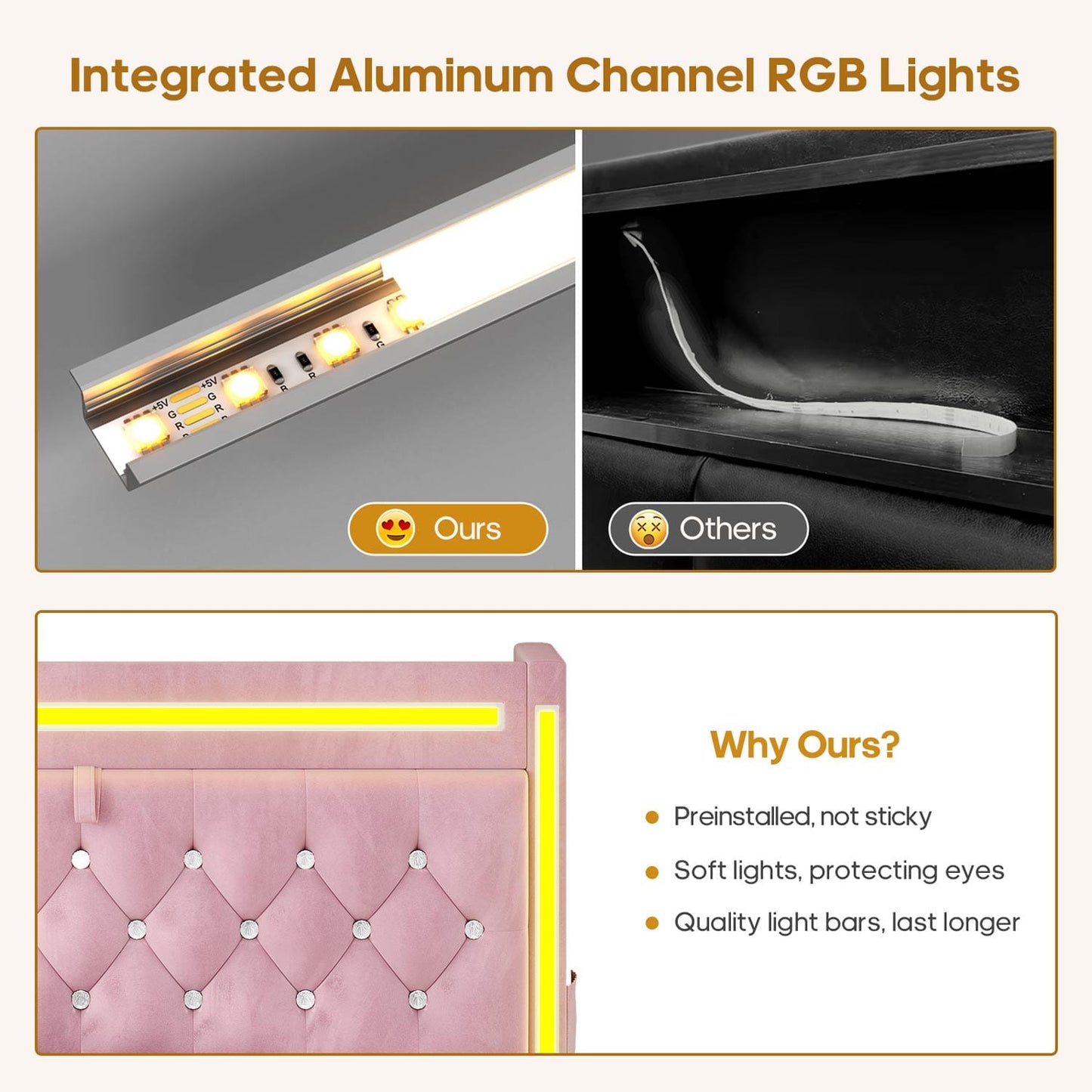 HAUOMS Bed Frame Pink / Twin Velvet Upholstered Twin Bed Frame with 3 Drawers Pink