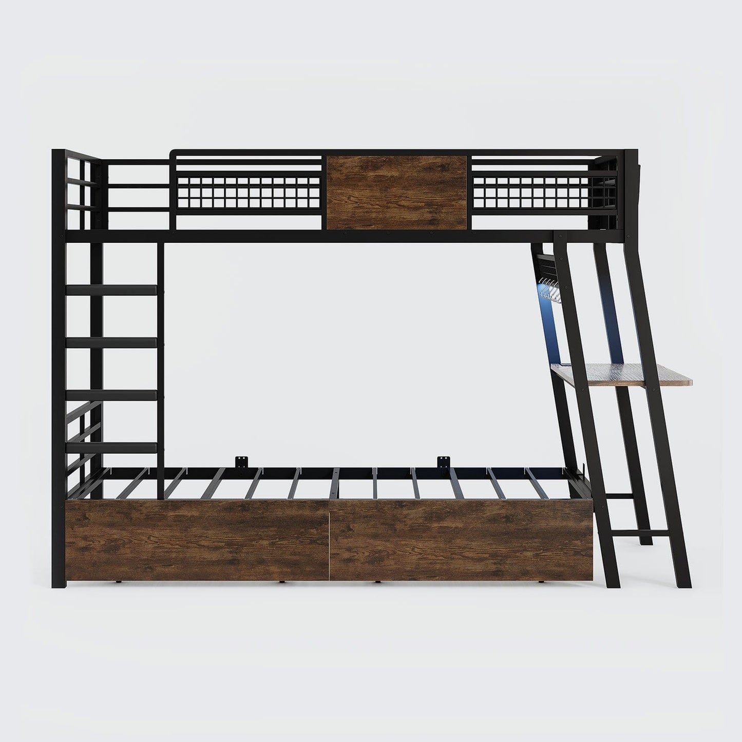 HAUOMS Bed Frame Rustic Brown / Twin over Twin Twin Over Twin Bunk Beds No Drawer for Small Space Rustic Brown