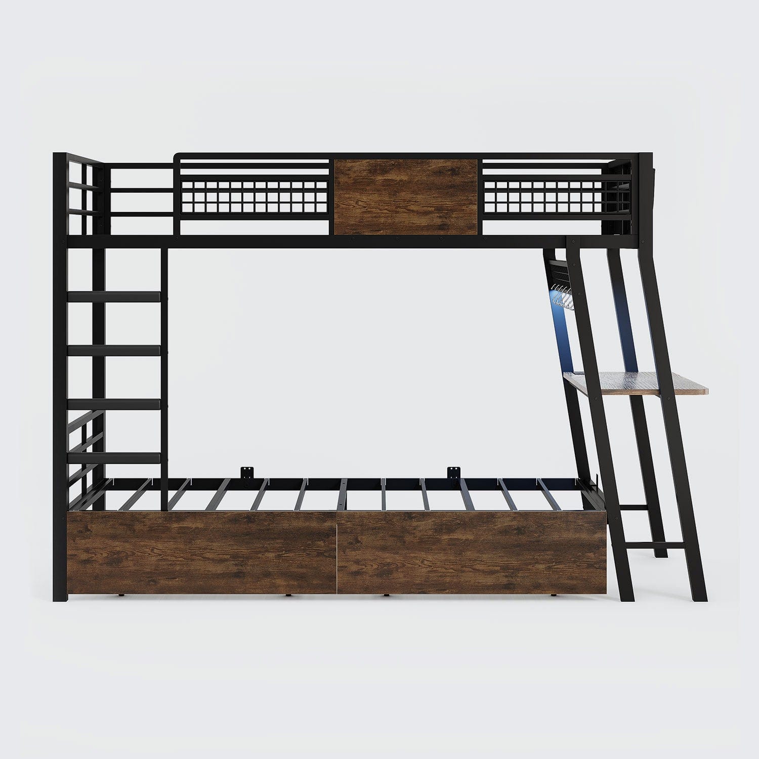 HAUOMS Bed Frame Rustic Brown / Twin over Twin Twin Over Twin Bunk Beds No Drawer for Small Space Rustic Brown