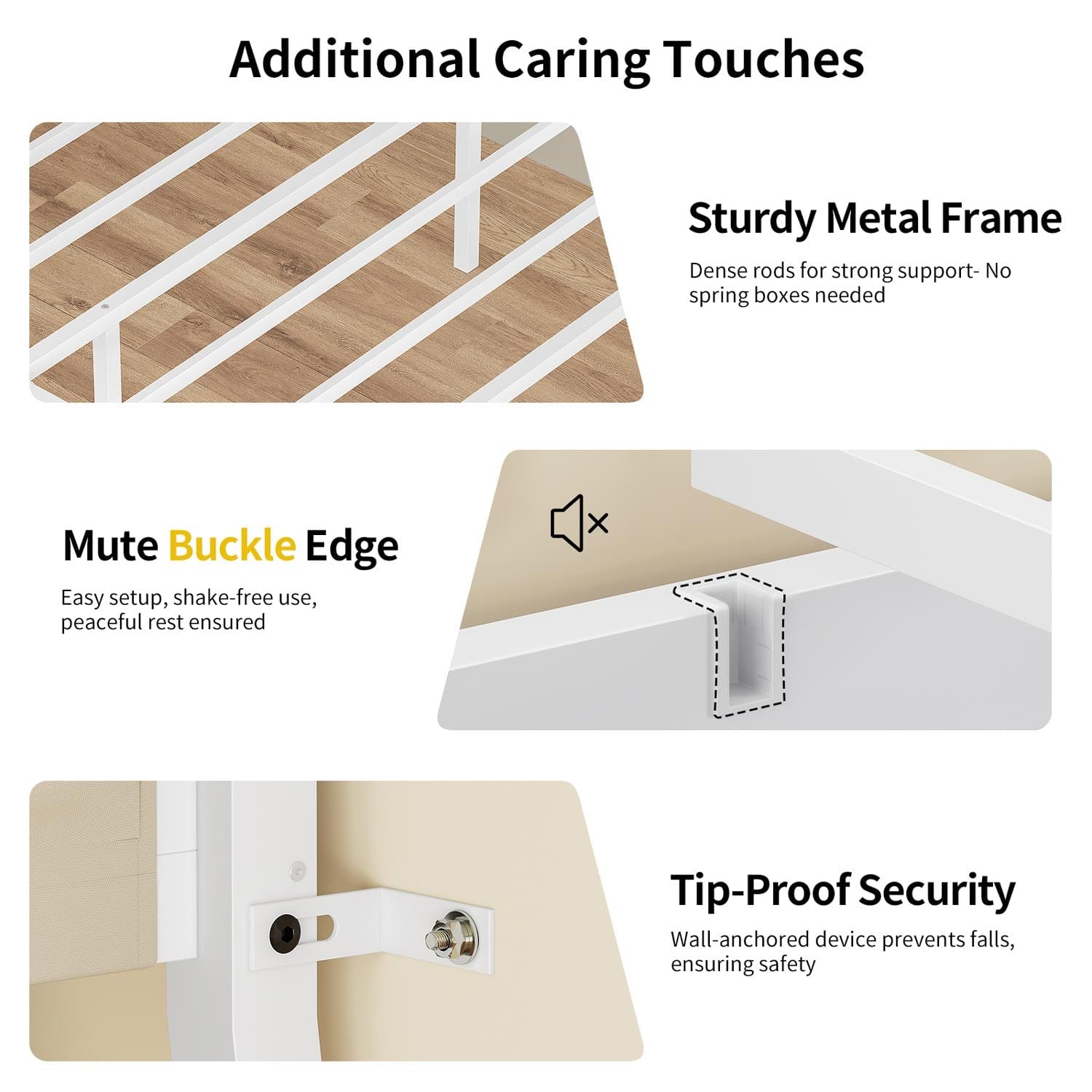 HAUOMS Bed Frame White LED Bunk Bed with Desk White