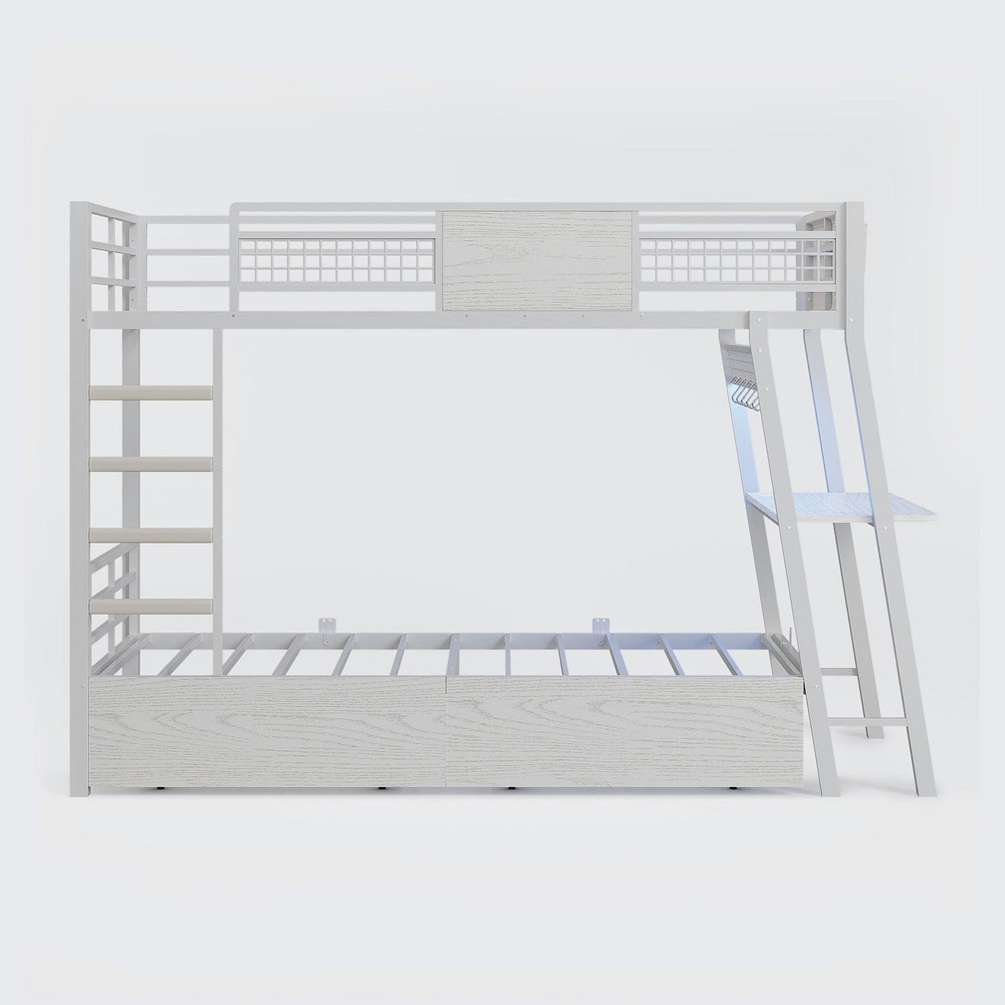 HAUOMS Bed Frame White / Twin over Twin Twin Over Twin Bunk Beds No Drawer for Small Space White
