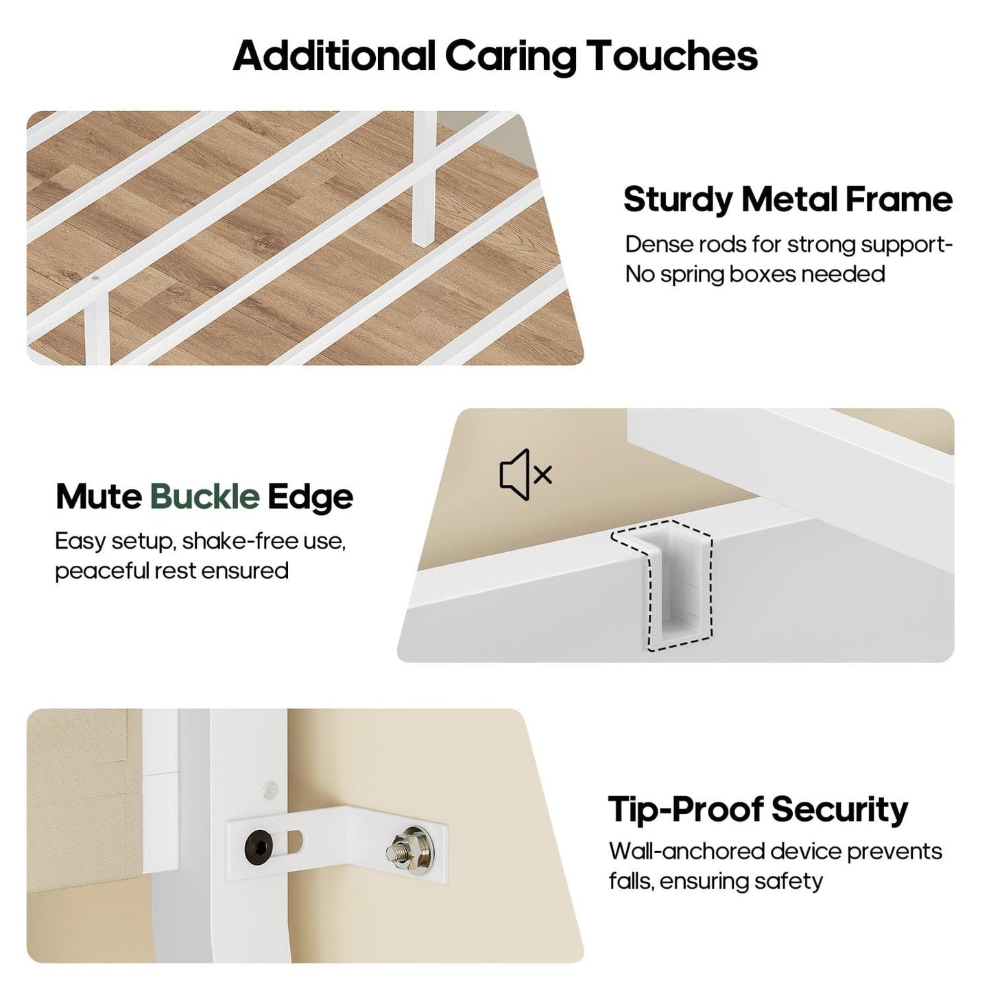 HAUOMS Bed Frame White / Twin over Twin Twin Over Twin Bunk Beds No Drawer for Small Space White