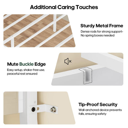 HAUOMS Bed Frame White / Twin over Twin Twin Over Twin Bunk Beds No Drawer for Small Space White