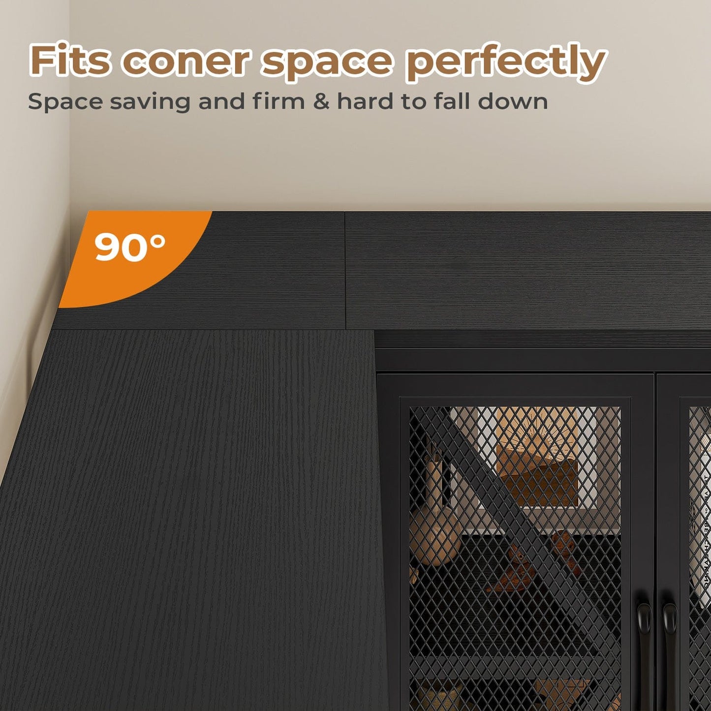 HAUOMS Corner Bookshelf Black Corner Bookcase Large L Shaped Storage Display Shelf, Black