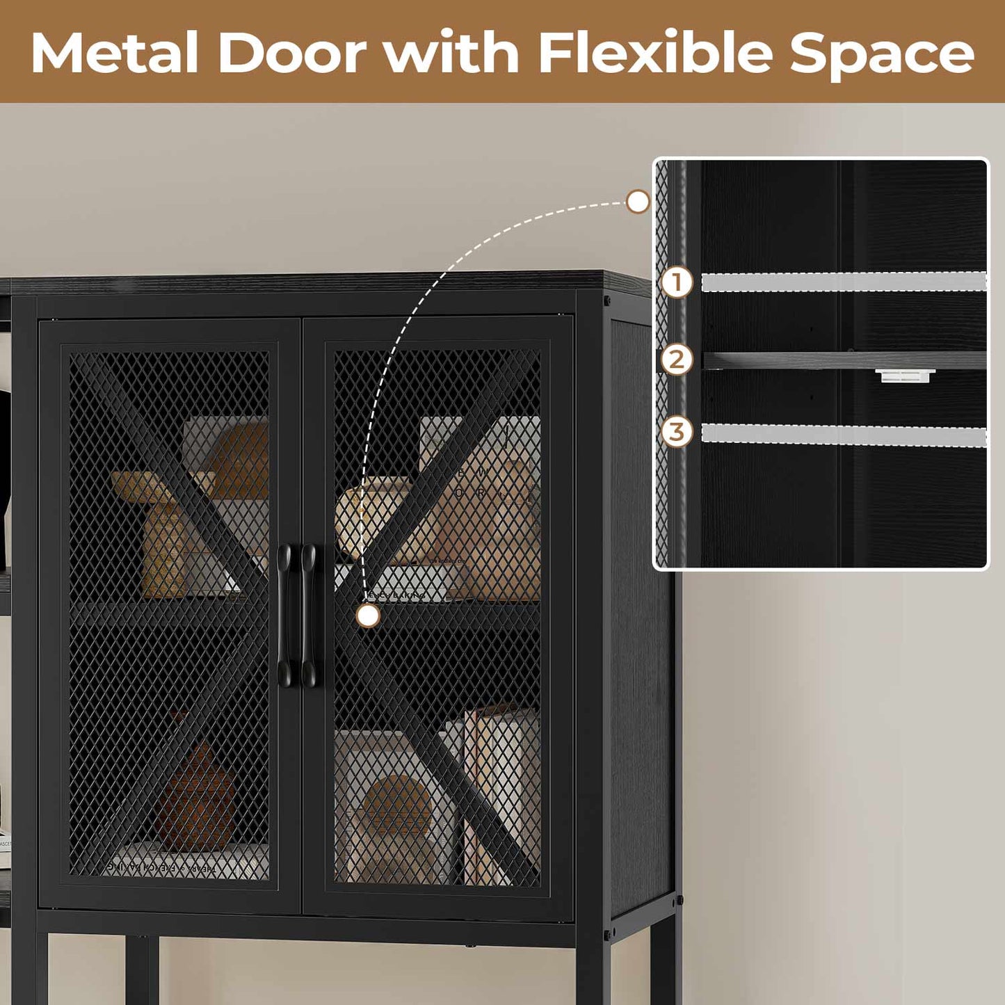 HAUOMS Corner Bookshelf Black Corner Bookcase Large L Shaped Storage Display Shelf, Black